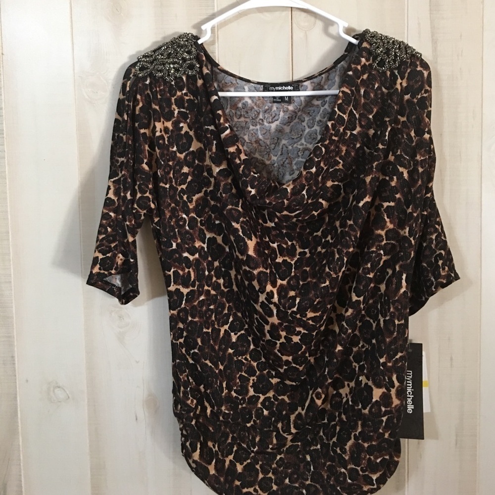 My Michelle Animal Print Blouse Size M